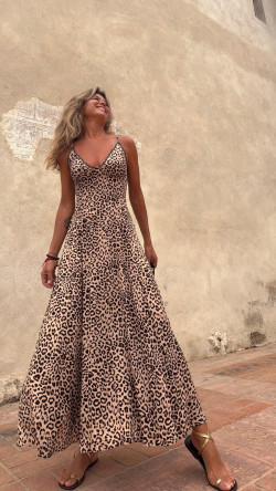 COMARES vestido largo, leopardo
