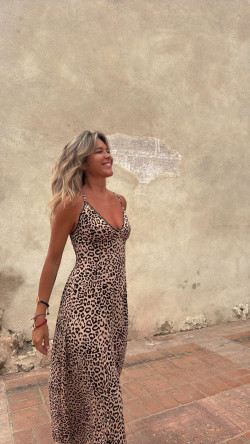 COMARES vestido largo, leopardo