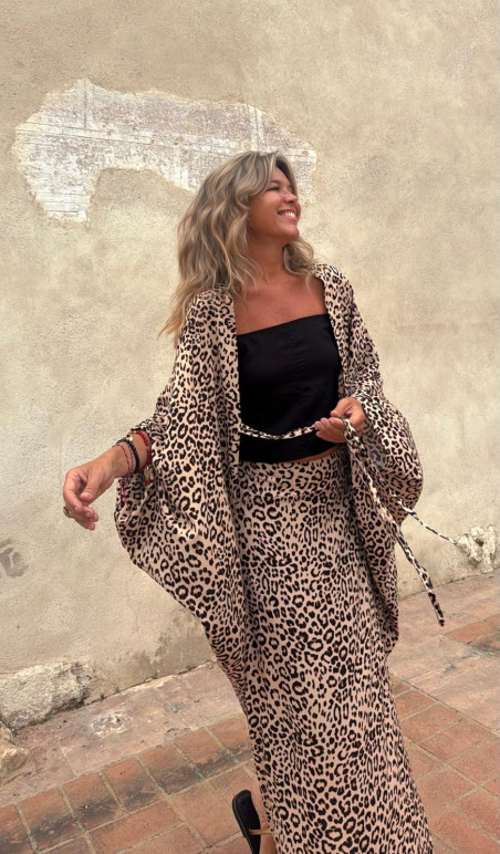 CONIL caftán corto, leopardo