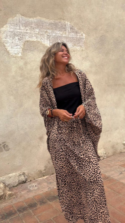 CONIL caftán corto, leopardo