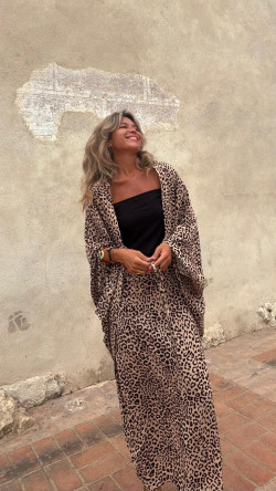 CONIL caftán corto, leopardo