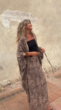 CONIL caftán corto, leopardo