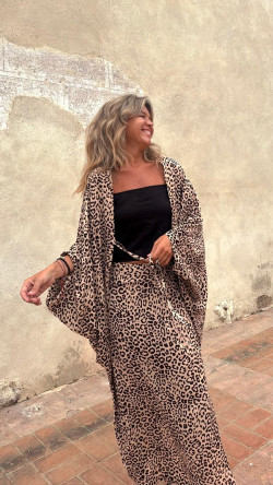 CONIL caftán corto, leopardo