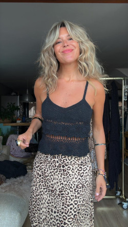 PURE top crochet, negro