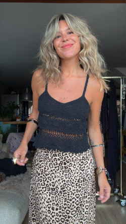 PURE top crochet, negro