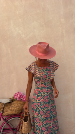 CALISTO vestido largo, rosa/esmeralda