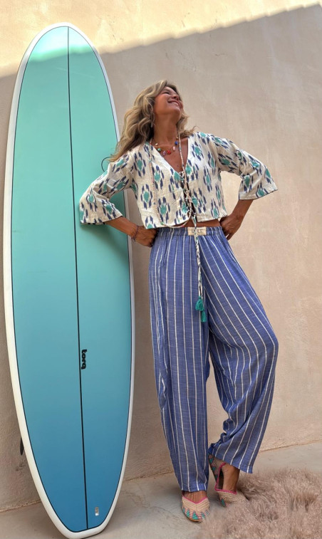 CANET pantalón, azul rayas blancas