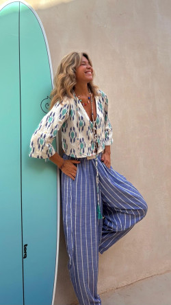 CANET pantalón, azul rayas blancas