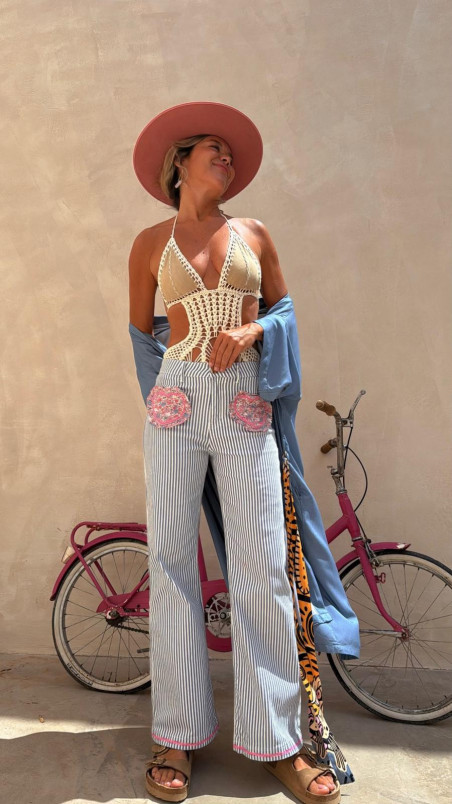 FLEUR, Azul rayas Pantalón