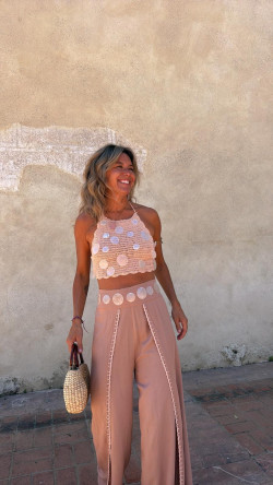 NACAR top crochet, rosa palo