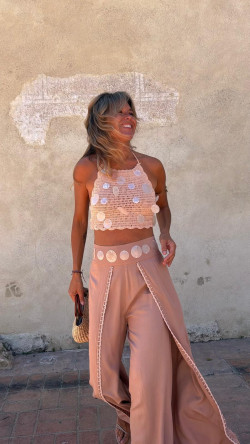 NACAR top crochet, rosa palo