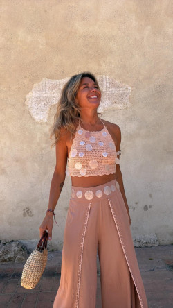 NACAR top crochet, rosa palo