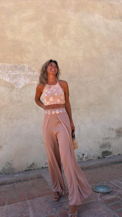 NACAR top crochet, rosa palo