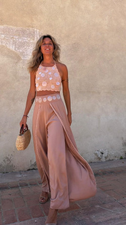 NACAR top crochet, rosa palo