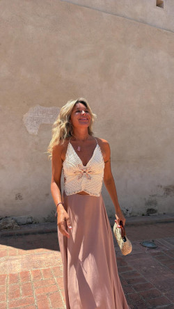MARINA vestido largo, camel/beige