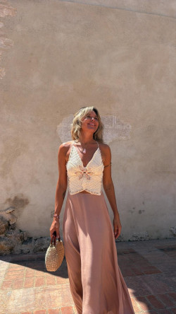 MARINA vestido largo, camel/beige