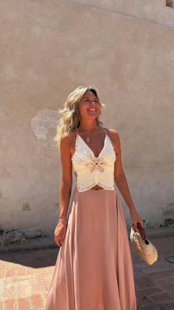 MARINA vestido largo, camel/beige
