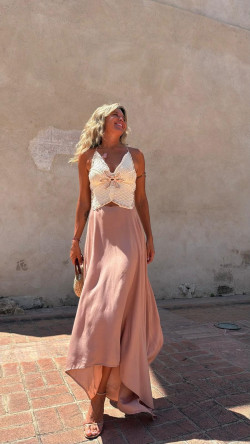 MARINA vestido largo, camel/beige