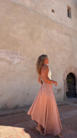 MARINA vestido largo, camel/beige
