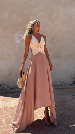 MARINA vestido largo, camel/beige