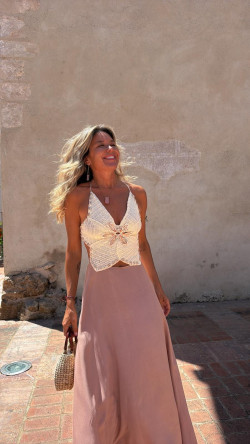 MARINA vestido largo, camel/beige