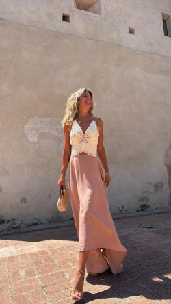 MARINA vestido largo, camel/beige