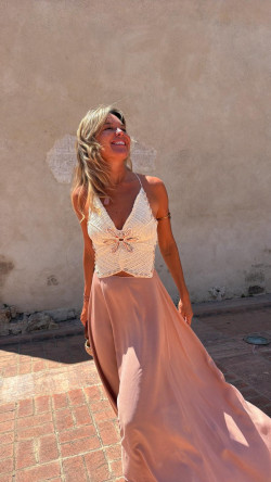 MARINA vestido largo, camel/beige