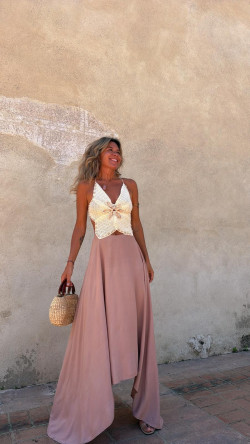 MARINA vestido largo, camel/beige