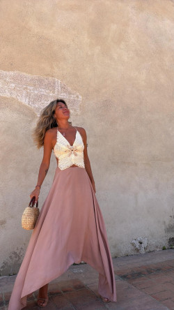 MARINA vestido largo, camel/beige