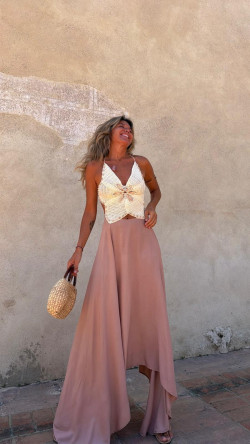 MARINA vestido largo, camel/beige