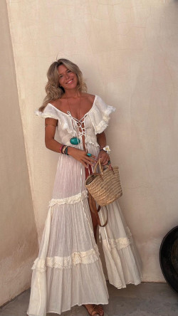 LUCILA vestido largo, hueso