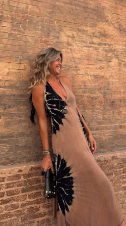 ANNURI,  Camel Vestido Largo Tie