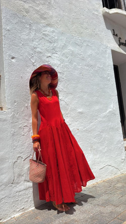 INDER vestido largo, rojo