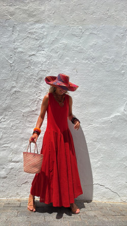 INDER vestido largo, rojo