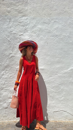 INDER vestido largo, rojo