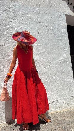 INDER vestido largo, rojo