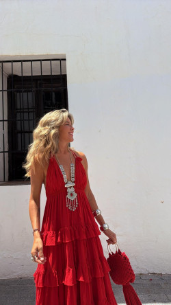 CETES vestido largo, rojo