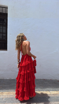 CETES vestido largo, rojo