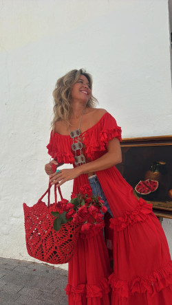 LUCILA , vestido largo rojo