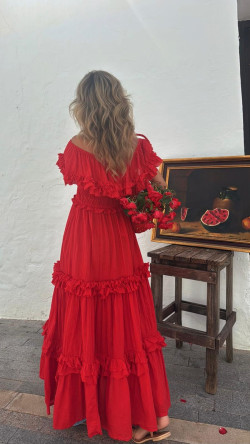 LUCILA , vestido largo rojo