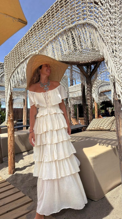 ARIEL vestido largo, hueso