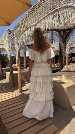 ARIEL vestido largo, hueso