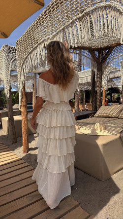 ARIEL vestido largo, hueso