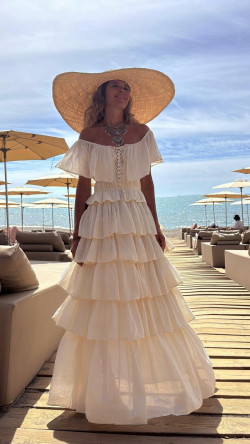 ARIEL vestido largo, hueso