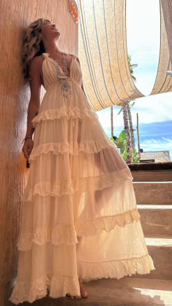 CETES  vestido largo, hueso