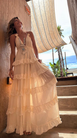 CETES  vestido largo, hueso