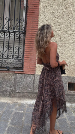 RUBÍ vestido picos cáñamo, marrón/negro