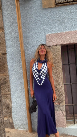 DENIN vestido, tie azul
