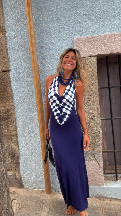 DENIN vestido, tie azul