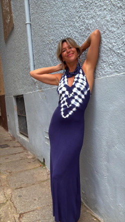 DENIN vestido, tie azul